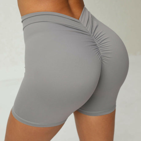 Back Waist Deep V-shaped Wrinkle Tight Yoga Shorts - muscleflexzone