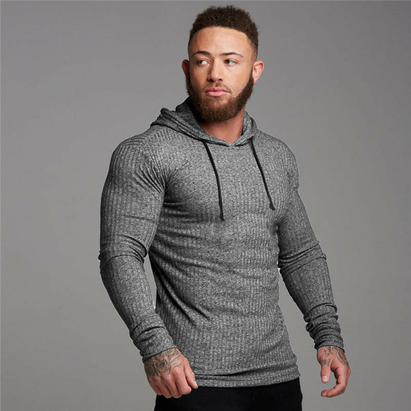 Men's Long Sleeve T-shirt Fitness High Collar Knitted Bottom Shirt - muscleflexzone