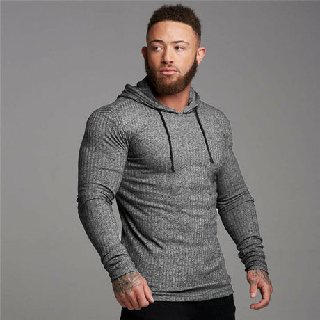 Men's Long Sleeve T-shirt Fitness High Collar Knitted Bottom Shirt - muscleflexzone