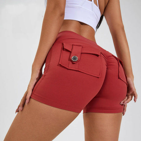 High Waist Hip Lifting Shorts With Pockets - muscleflexzone