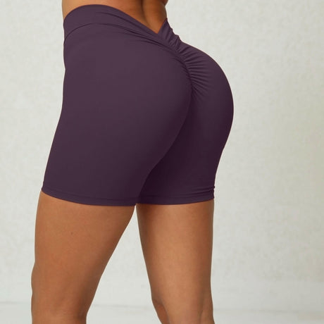 Back Waist Deep V-shaped Wrinkle Tight Yoga Shorts - muscleflexzone