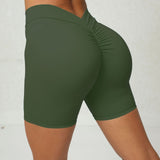 Back Waist Deep V-shaped Wrinkle Tight Yoga Shorts - muscleflexzone