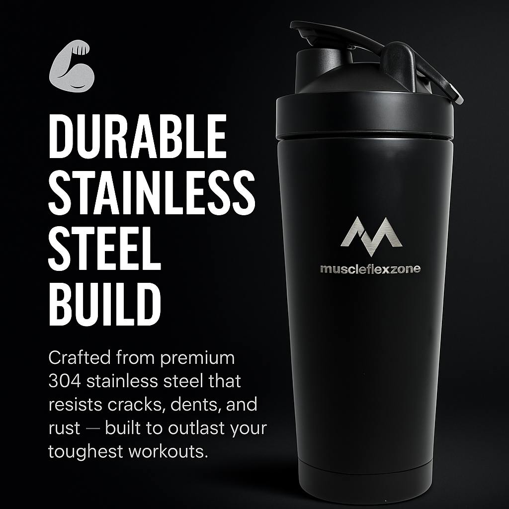 MFZ Premium Stainless Steel Protein Shaker Bottle - 750ml - muscleflexzone