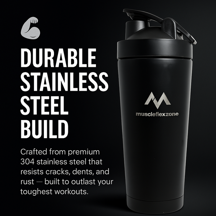MFZ Premium Stainless Steel Protein Shaker Bottle - 750ml - muscleflexzone