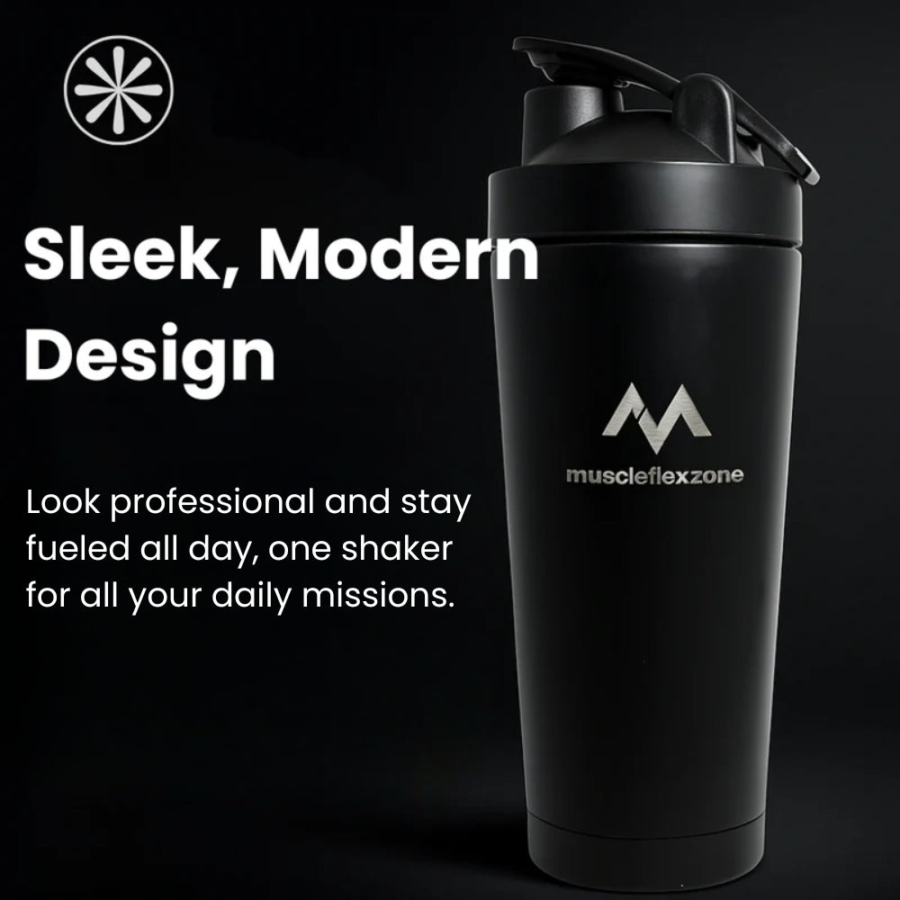 MFZ Premium Stainless Steel Protein Shaker Bottle - 750ml - muscleflexzone