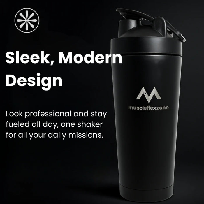 MFZ Premium Stainless Steel Protein Shaker Bottle - 750ml - muscleflexzone