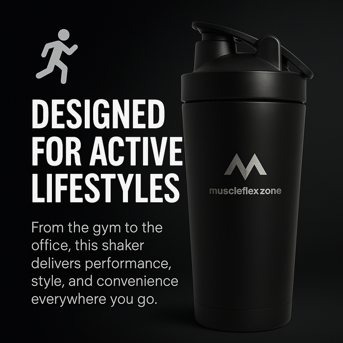 MFZ Premium Stainless Steel Protein Shaker Bottle - 750ml - muscleflexzone