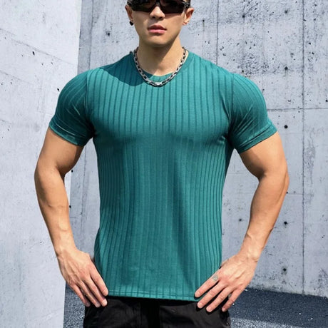 MFZ Round Collar elasticity Fitness T-shirt - muscleflexzone