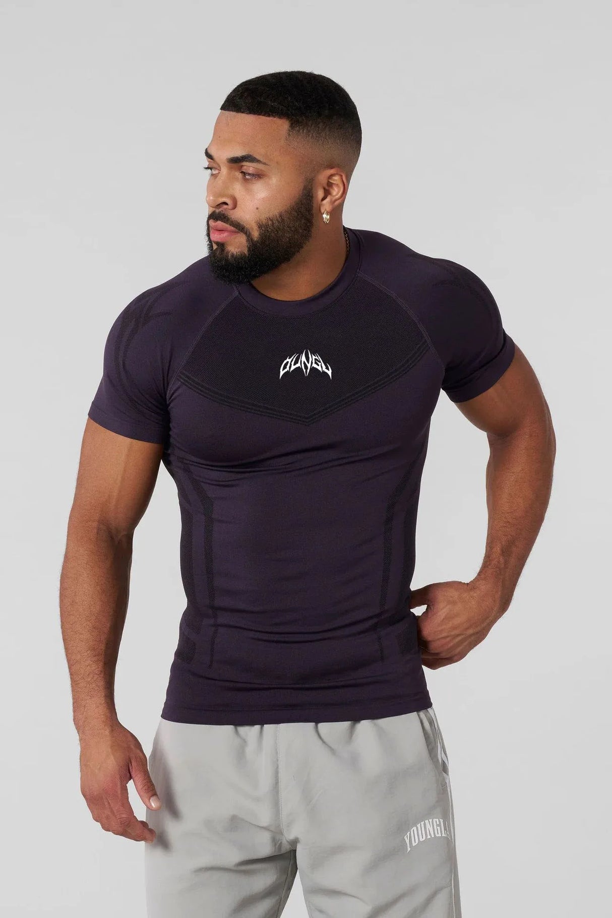 Men's Sportswear T-shirt Quick-Drying Elastic Casual O-Neck Knit Polyester Top Breathable Geometric Pattern Summer Trendy Brand