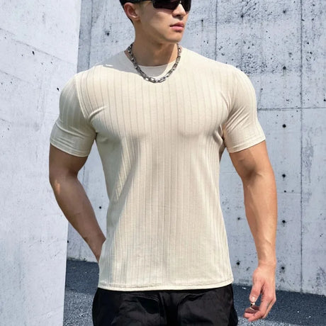 MFZ Round Collar elasticity Fitness T-shirt - muscleflexzone