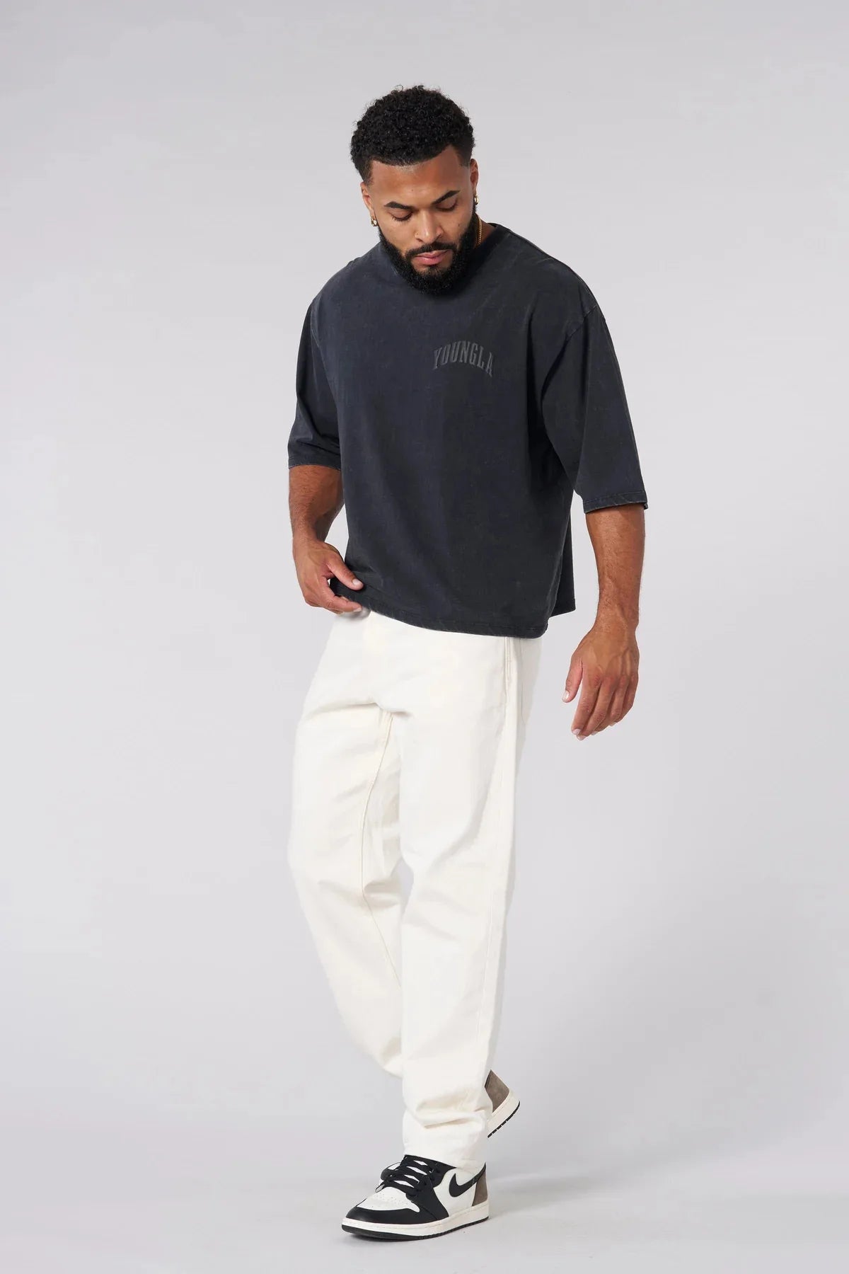 Men's oversized T-shirt foam print cotton