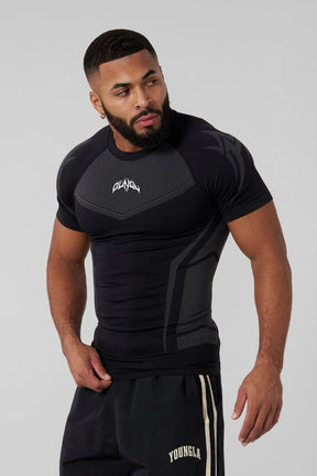 Men's Sportswear T-shirt Quick-Drying Elastic Casual O-Neck Knit Polyester Top Breathable Geometric Pattern Summer Trendy Brand - muscleflexzone