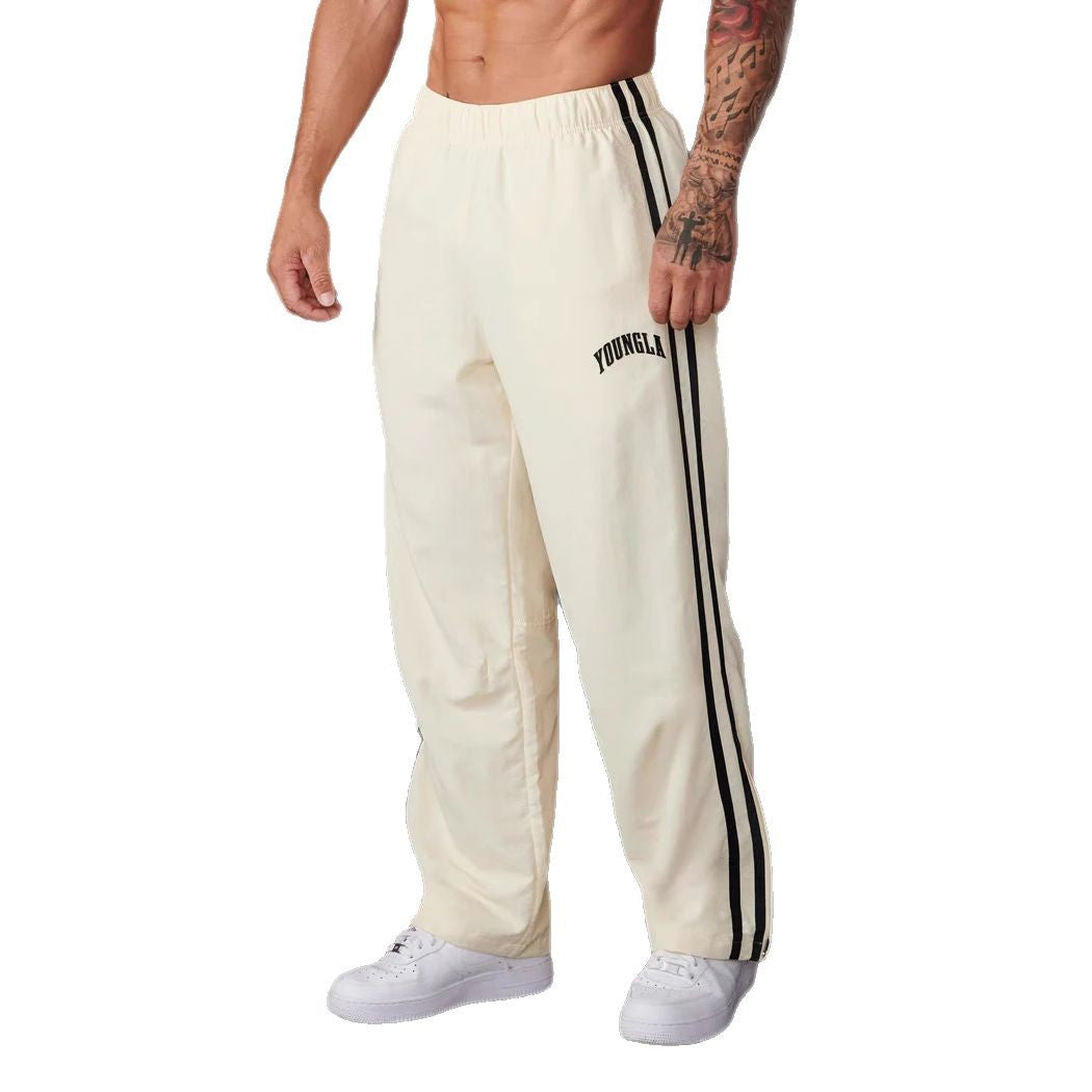 Double-strip stitched printed casual pants - muscleflexzone