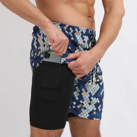 Printed Beach Shorts Double Layer Casual Sport Shorts - muscleflexzone