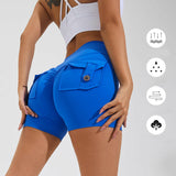High Waist Hip Lifting Shorts With Pockets - muscleflexzone