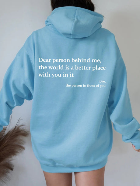 Women's Plush Letter Printed Kangaroo Pocket Drawstring Printed Hoodie Unisex Trendy Hoodies - muscleflexzone