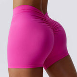Back Waist Deep V-shaped Wrinkle Tight Yoga Shorts - muscleflexzone