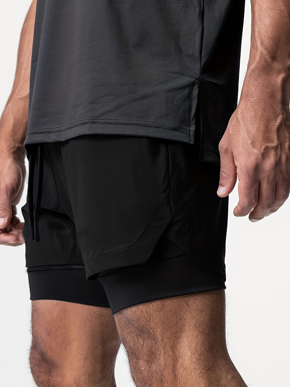 Men's 2-in-1 Double Layer Shorts With Inner Pocket - muscleflexzone