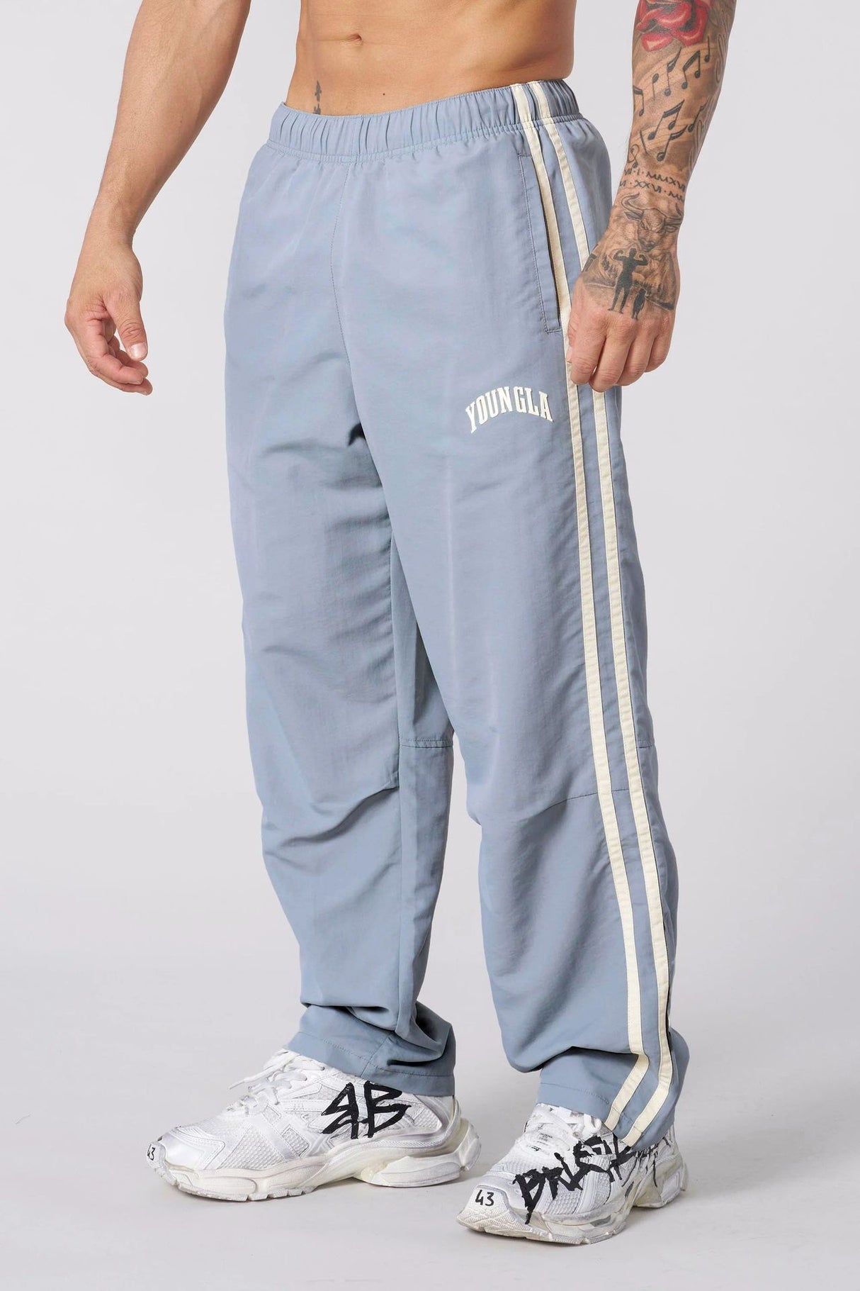 Double-strip stitched printed casual pants - muscleflexzone
