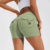 High Waist Hip Lifting Shorts With Pockets - muscleflexzone