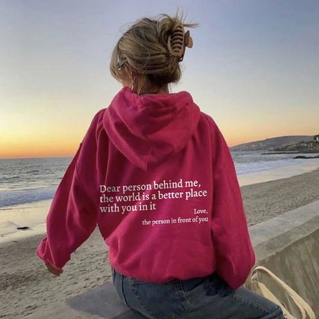 Women's Plush Letter Printed Kangaroo Pocket Drawstring Printed Hoodie Unisex Trendy Hoodies - muscleflexzone