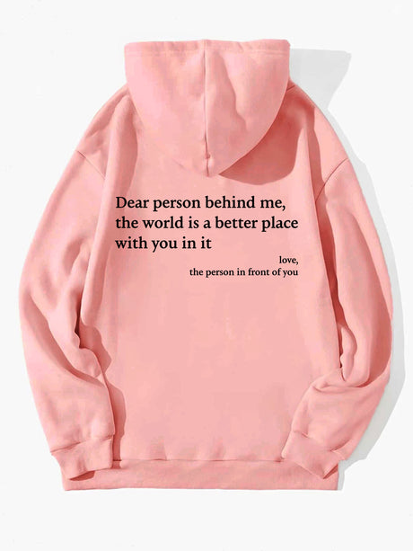 Women's Plush Letter Printed Kangaroo Pocket Drawstring Printed Hoodie Unisex Trendy Hoodies - muscleflexzone