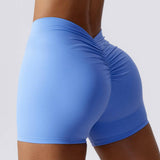 Back Waist Deep V-shaped Wrinkle Tight Yoga Shorts - muscleflexzone