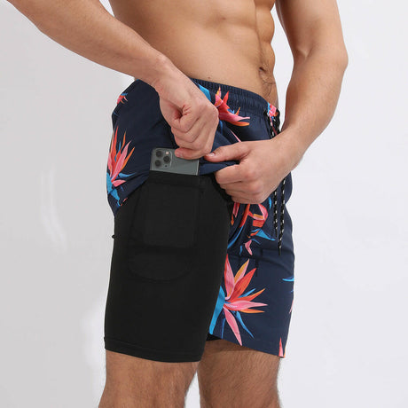 Printed Beach Shorts Double Layer Casual Sport Shorts - muscleflexzone