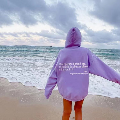 Women's Plush Letter Printed Kangaroo Pocket Drawstring Printed Hoodie Unisex Trendy Hoodies - muscleflexzone