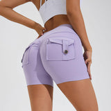 High Waist Hip Lifting Shorts With Pockets - muscleflexzone