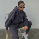 Women Warm Hoodie and Pants Set - muscleflexzone
