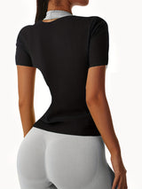 Womens Sweat Sauna Tops with Short Sleeves and Crew Neck - muscleflexzone