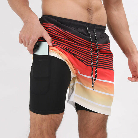 Printed Beach Shorts Double Layer Casual Sport Shorts - muscleflexzone