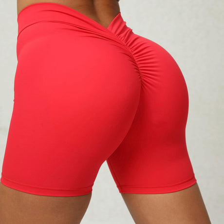 Back Waist Deep V-shaped Wrinkle Tight Yoga Shorts - muscleflexzone