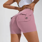High Waist Hip Lifting Shorts With Pockets - muscleflexzone