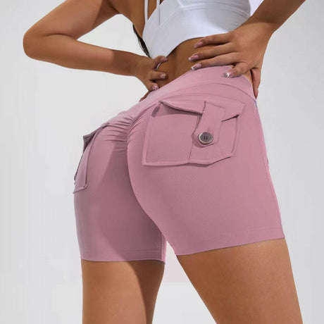 High Waist Hip Lifting Shorts With Pockets - muscleflexzone