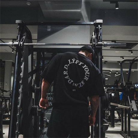 Men's Oversized Half Sleeve Cotton T-Shirt Gym wear LYFT YOUR STANDARDS - muscleflexzone
