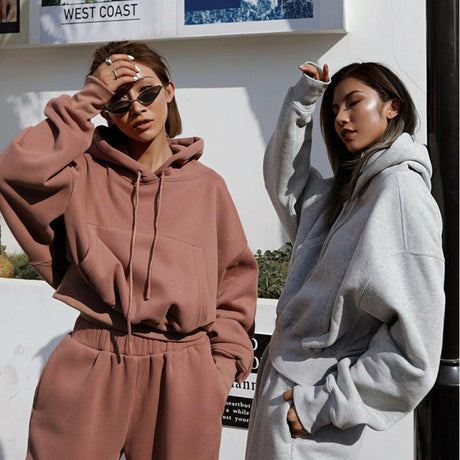 Women Warm Hoodie and Pants Set - muscleflexzone