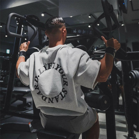 Men's Oversized Half Sleeve Cotton T-Shirt Gym wear LYFT YOUR STANDARDS - muscleflexzone